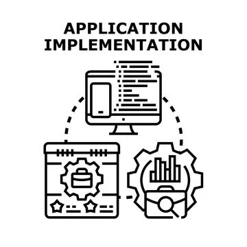 Application implementation process for software development イラスト素材