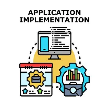 Application implementation process for software development 库存插图