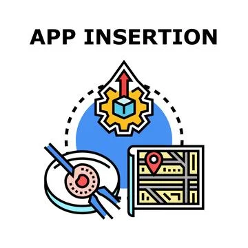 Application insertion development installing and deploying concept 库存插图