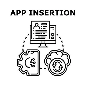 Application insertion process integrating data and cloud technology Illustrazione stock