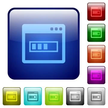 Application installing color square buttons Illustrazione stock