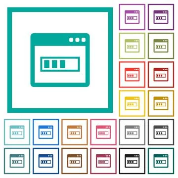 Application installing flat color icons with quadrant frames Illustrazione stock