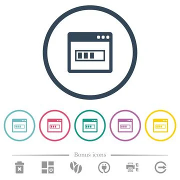 Application installing flat color icons in round outlines Stockillustratie