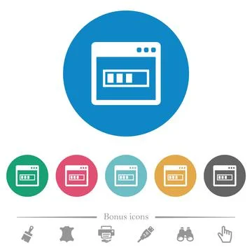 Application installing flat round icons Illustrazione stock