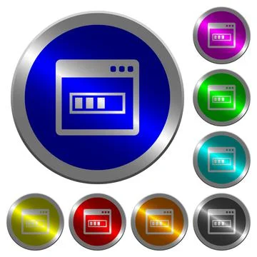 Application installing luminous coin-like round color buttons Stock Illustration