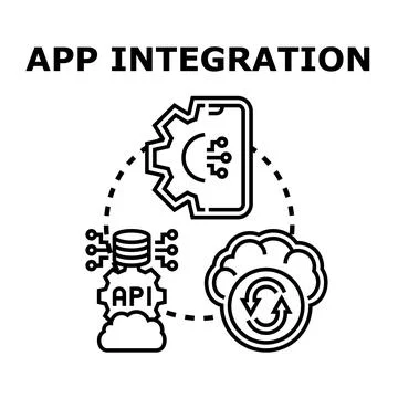 Application integration connecting software, data, and cloud services Stock Illustration