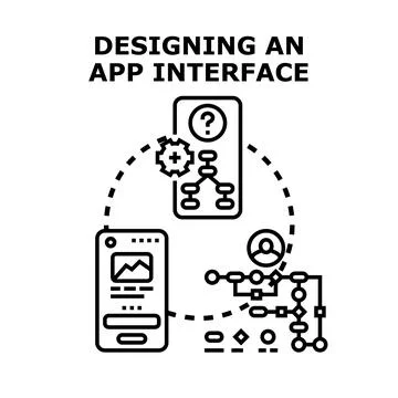 Application interface designing, development, and user experience workflow Stock Illustration