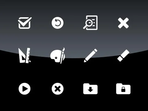 Application interface icons on black background Stock Illustration