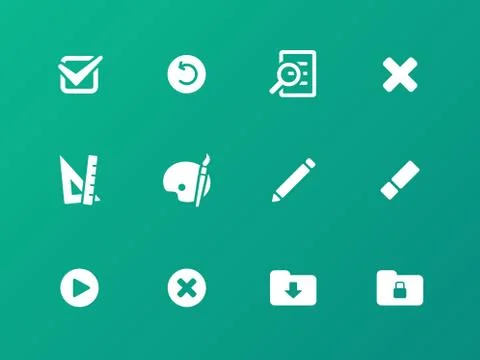 Application interface icons on green background. Illustrazione stock