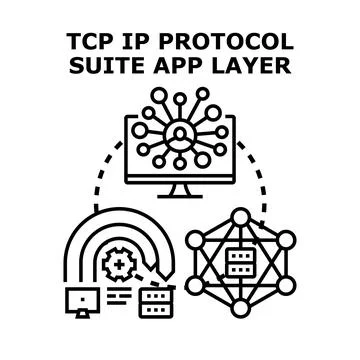 Application layer distributing data in tcp ip protocol Stock Illustration