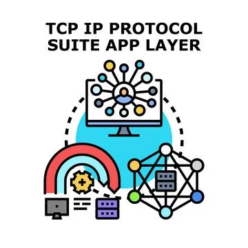 Application layer distributing data in tcp ip protocol Stock Illustration