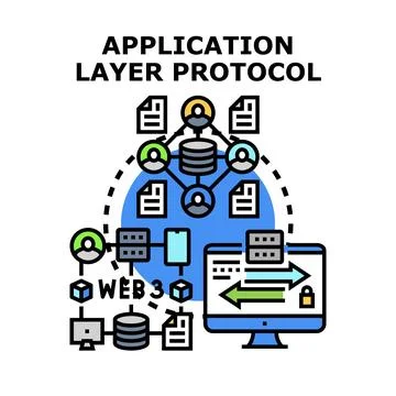 Application layer protocol connecting web 3 network data Stock Illustration