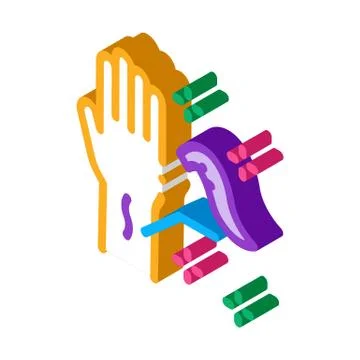 Application of leeches on arm isometric icon vector illustration Stock Illustration