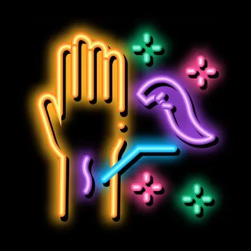 Application of leeches on arm neon glow icon illustration Stock Illustration