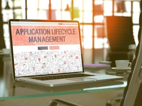 Application Lifecycle Management Concept on Laptop Screen 스톡 일러스트