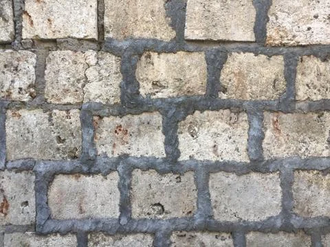 Application of limestone with cement as a wall Stock Photos