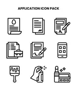 Application Line Design Icons Pack Stock Illustration