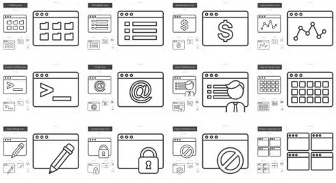 Application line icon set 스톡 일러스트