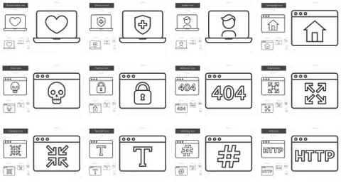 Application line icon set 스톡 일러스트