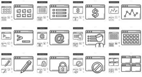 Application line icon set 스톡 일러스트