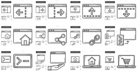 Application line icon set 스톡 일러스트
