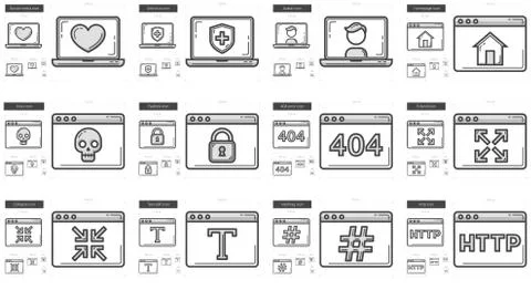 Application line icon set 스톡 일러스트