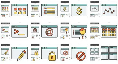 Application line icon set 스톡 일러스트
