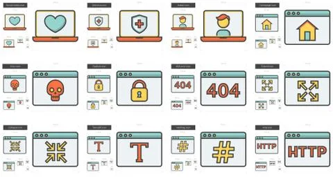 Application line icon set 스톡 일러스트