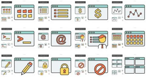 Application line icon set 스톡 일러스트
