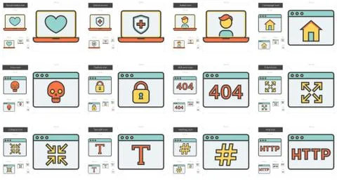 Application line icon set 스톡 일러스트