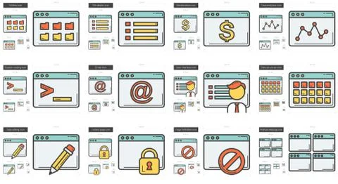 Application line icon set. Stockillustratie
