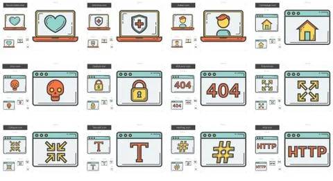 Application line icon set. 스톡 일러스트
