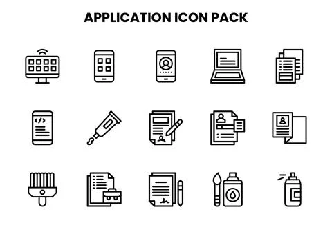Application Line Icons Pack Stock Illustration