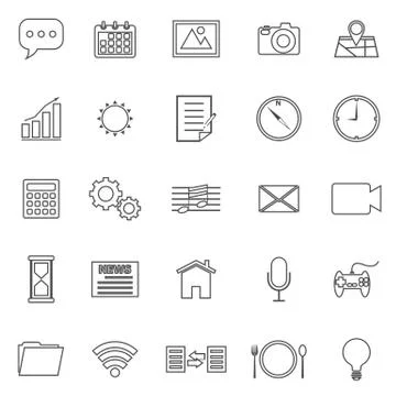 Application line icons on white background Stock Illustration