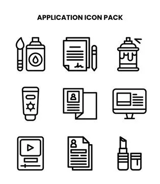 Application Line UI Icons Pack Illustrazione stock