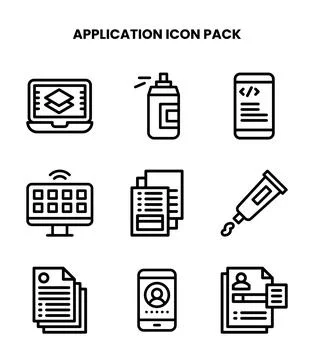 Application Line UI Icons Pack Stock Illustration