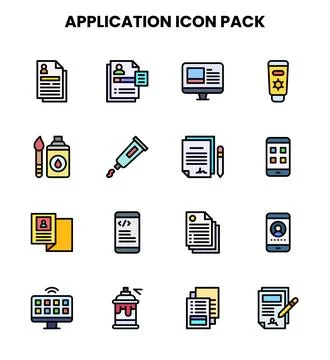 Application Lineal Color Vector Icons Pack Stock Illustration