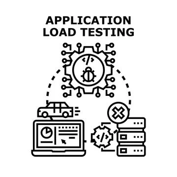 Application load testing evaluating software system performance 库存插图