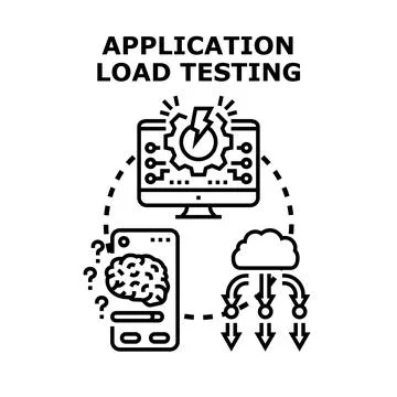 Application load testing examining software performance and stress Stockillustratie