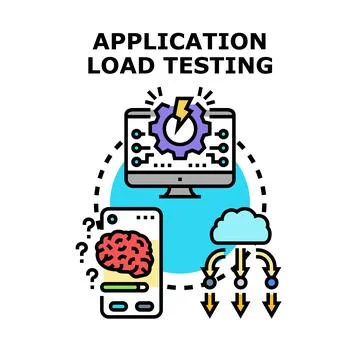 Application load testing examining software performance and stress 库存插图