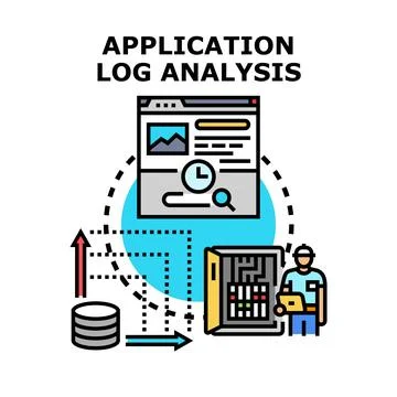 Application log analysis discovering system problems Stock Illustration