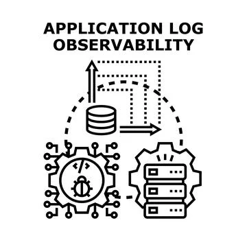 Application log observability and data monitoring concept Stock Illustration