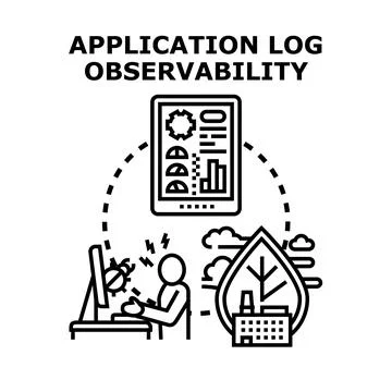 Application log observability processing system data analysis 스톡 일러스트
