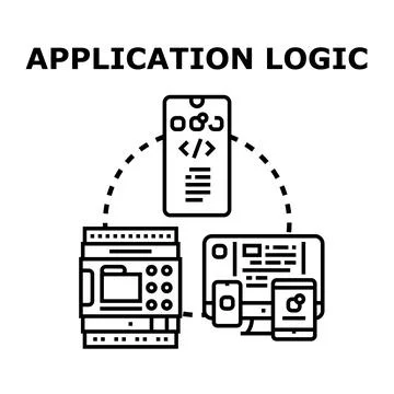 Application logic connecting multi platform digital devices Stock Illustration