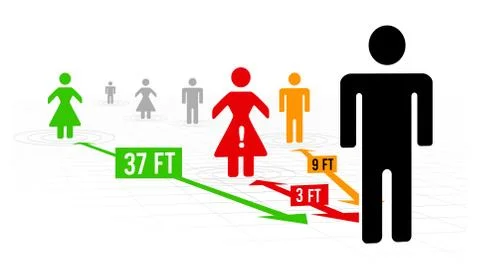 Application that measures the safe distance between people against the spread of Stock Illustration
