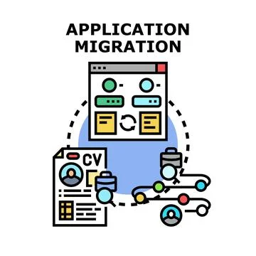 Application migration moving data and career path concept Stock Illustration