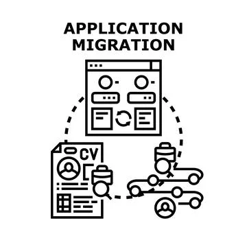 Application migration moving data and career path concept Stock Illustration