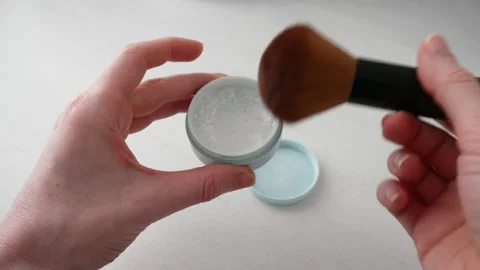 Application of mineral powder with a brush Stock Footage 155862289