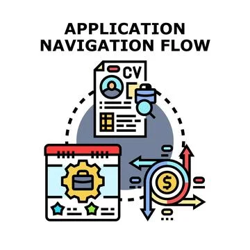 Application navigation flow for career and business process 스톡 일러스트