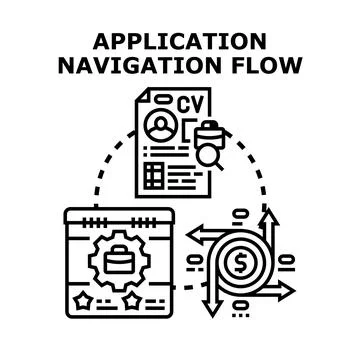 Application navigation flow for career and business process Stock Illustration